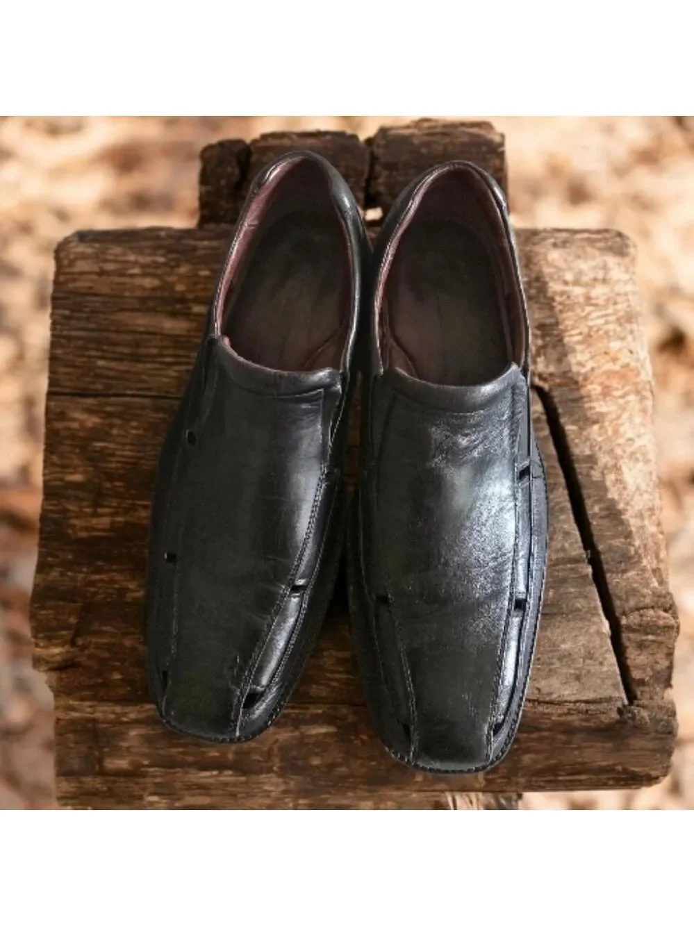 Johnston & Murphy Shoes Men's Size 8.5 8-1/2  Black Leather Loafers Slip On